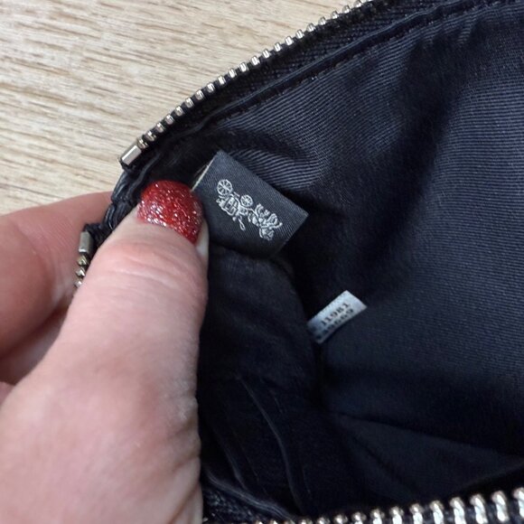 Coach Black Signature Leather Zip Wristlet Wallet Silver/Black - Picture 7 of 7